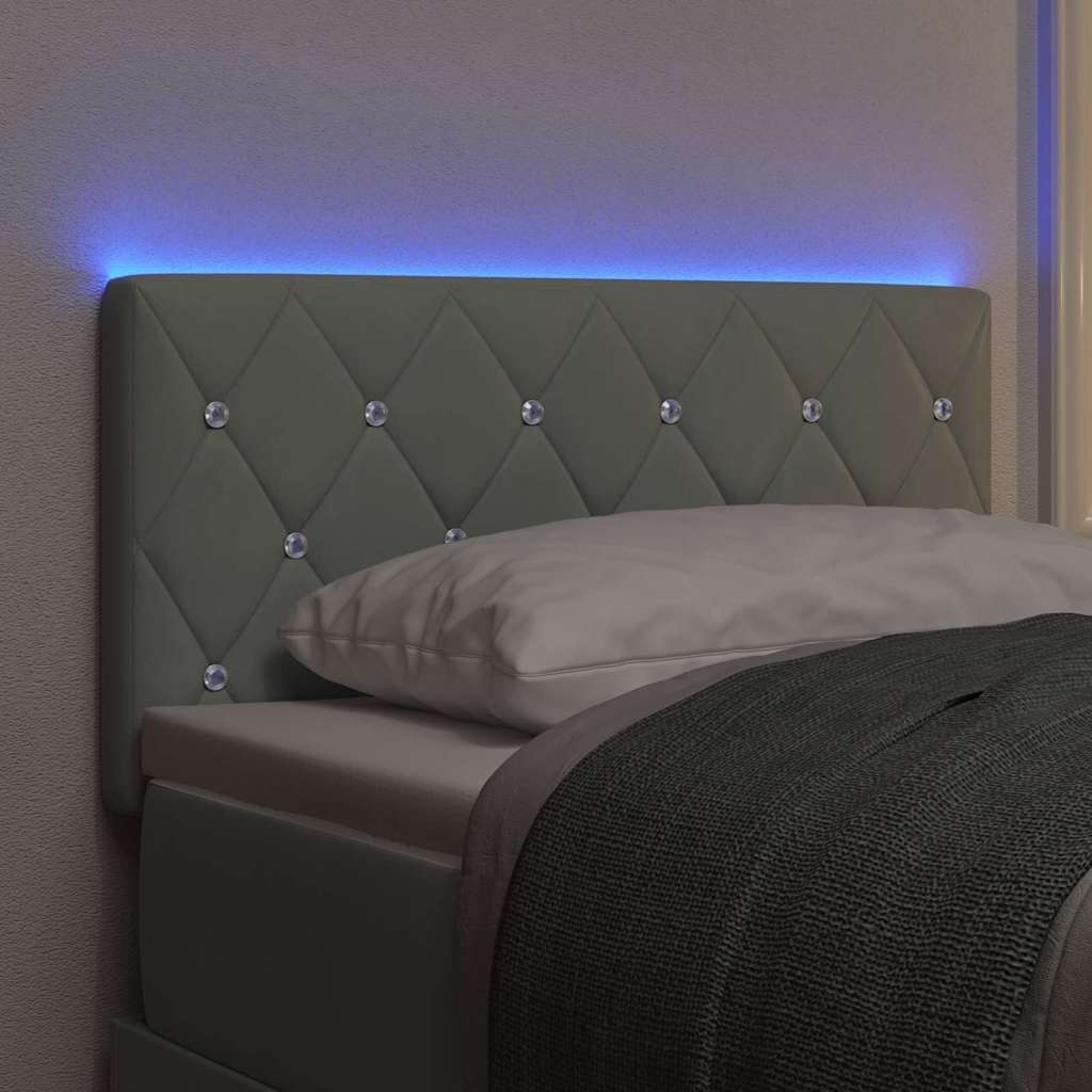 vidaXL Hoofdbord LED en kristallen knopen 80 cm fluweel lichtgrijs