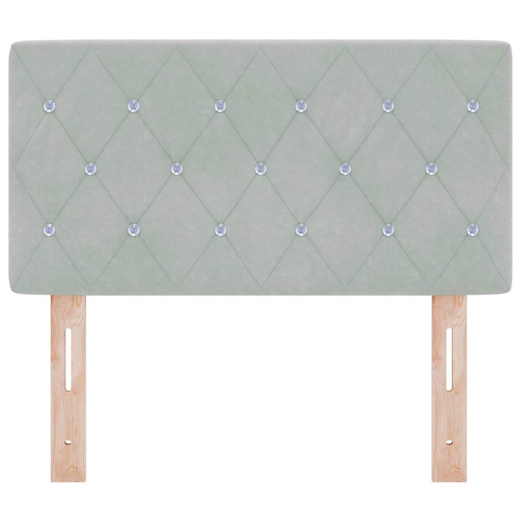 vidaXL Hoofdbord LED en kristallen knopen 80 cm fluweel lichtgrijs