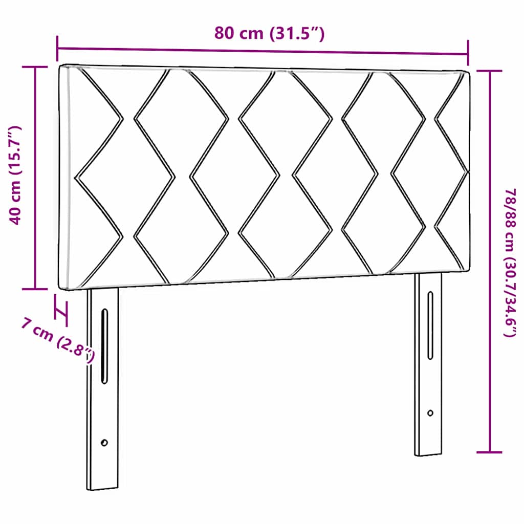 vidaXL LED Hoofdbord met Diamant Blokken Ontwerp Lichtgrijs 80 cm van Velvet