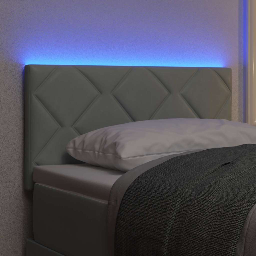 vidaXL LED Hoofdbord met Diamant Blokken Ontwerp Lichtgrijs 80 cm van Velvet