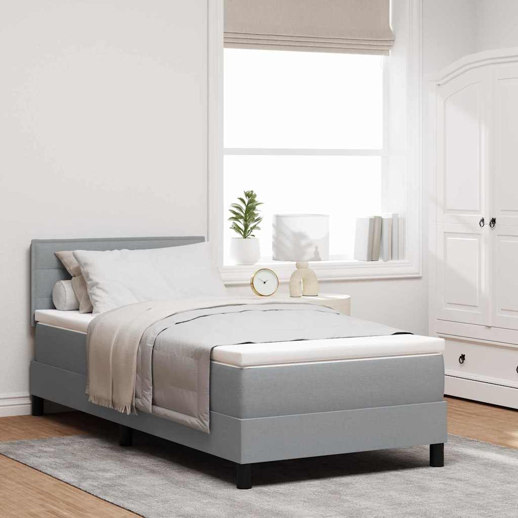 vidaXL Boxspring met matras stof lichtgrijs 200x200 cm