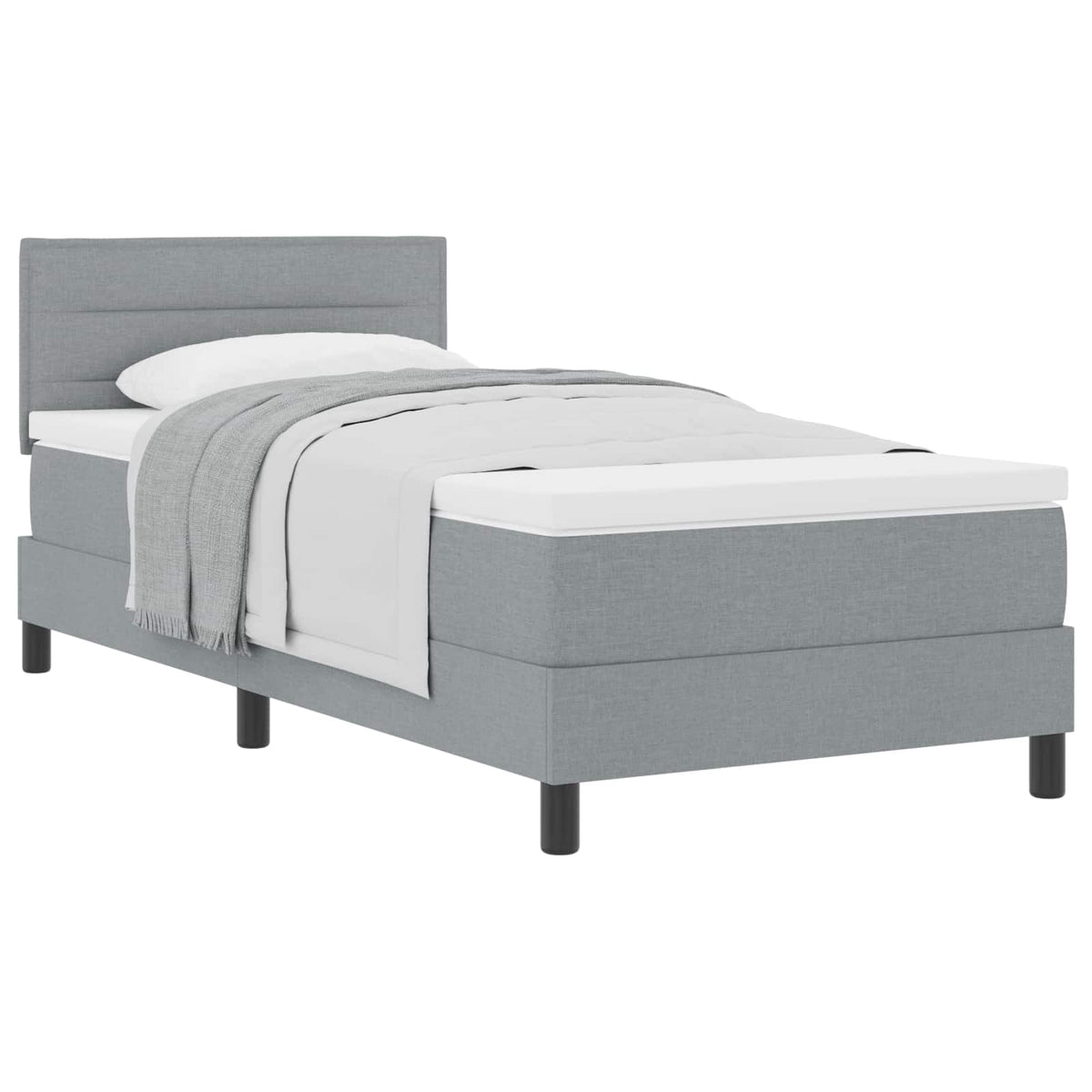 vidaXL Boxspring met matras stof lichtgrijs 200x200 cm