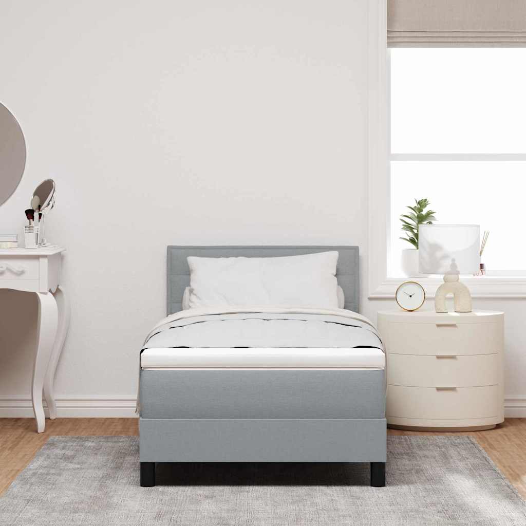 vidaXL Boxspring met matras stof lichtgrijs 200x200 cm