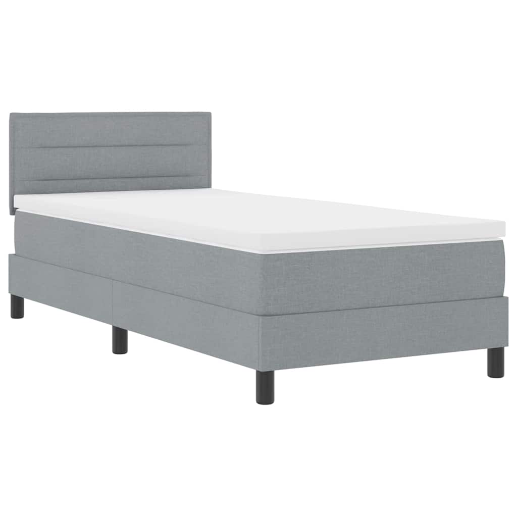 vidaXL Boxspring met matras stof lichtgrijs 200x200 cm