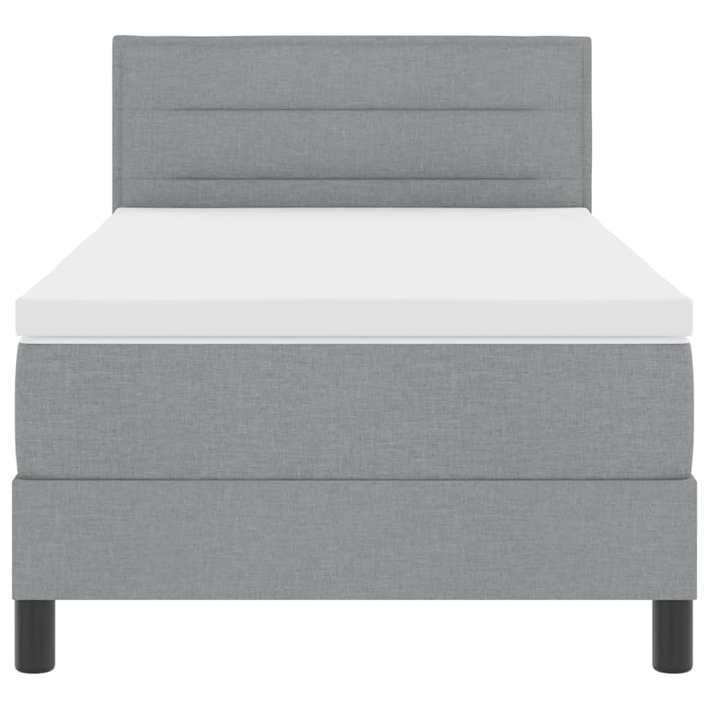 vidaXL Boxspring met matras stof lichtgrijs 200x200 cm