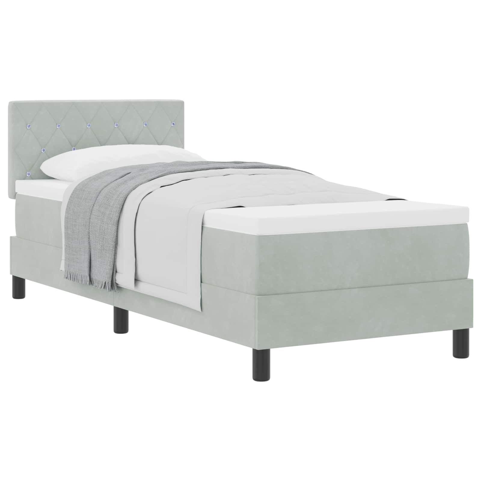 vidaXL Boxspring met matras fluweel donkergrijs 140x200 cm