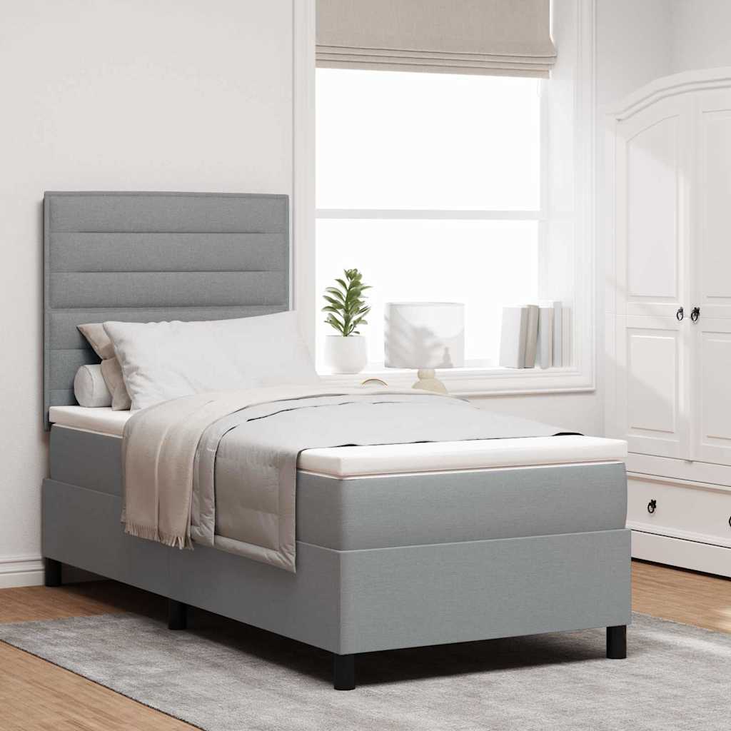vidaXL Boxspring met matras stof lichtgrijs 200x200 cm