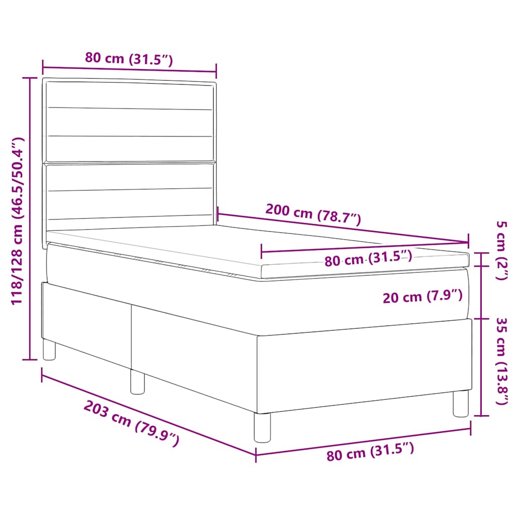 vidaXL Boxspring met matras stof lichtgrijs 200x200 cm