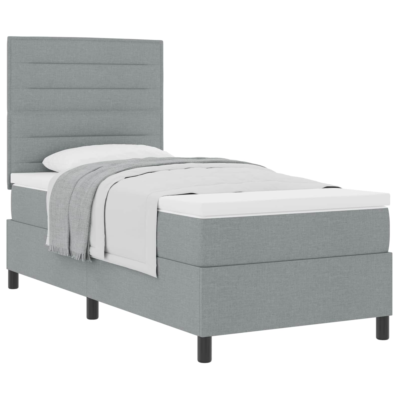 vidaXL Boxspring met matras stof lichtgrijs 200x200 cm