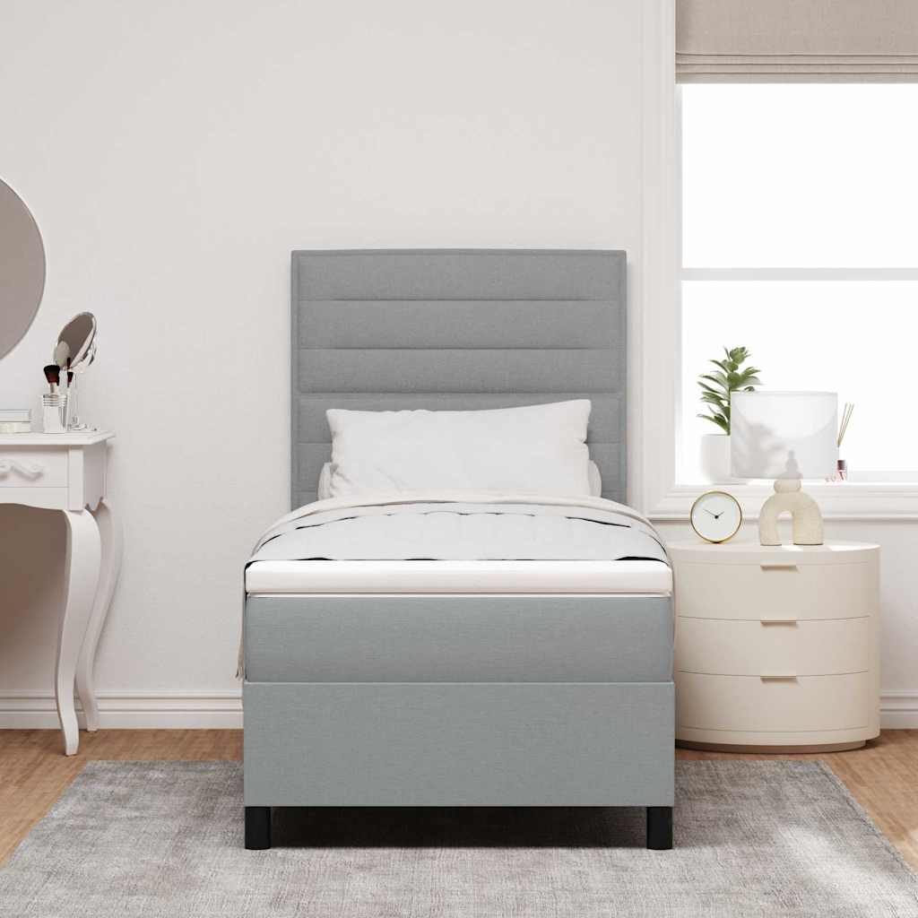 vidaXL Boxspring met matras stof lichtgrijs 200x200 cm