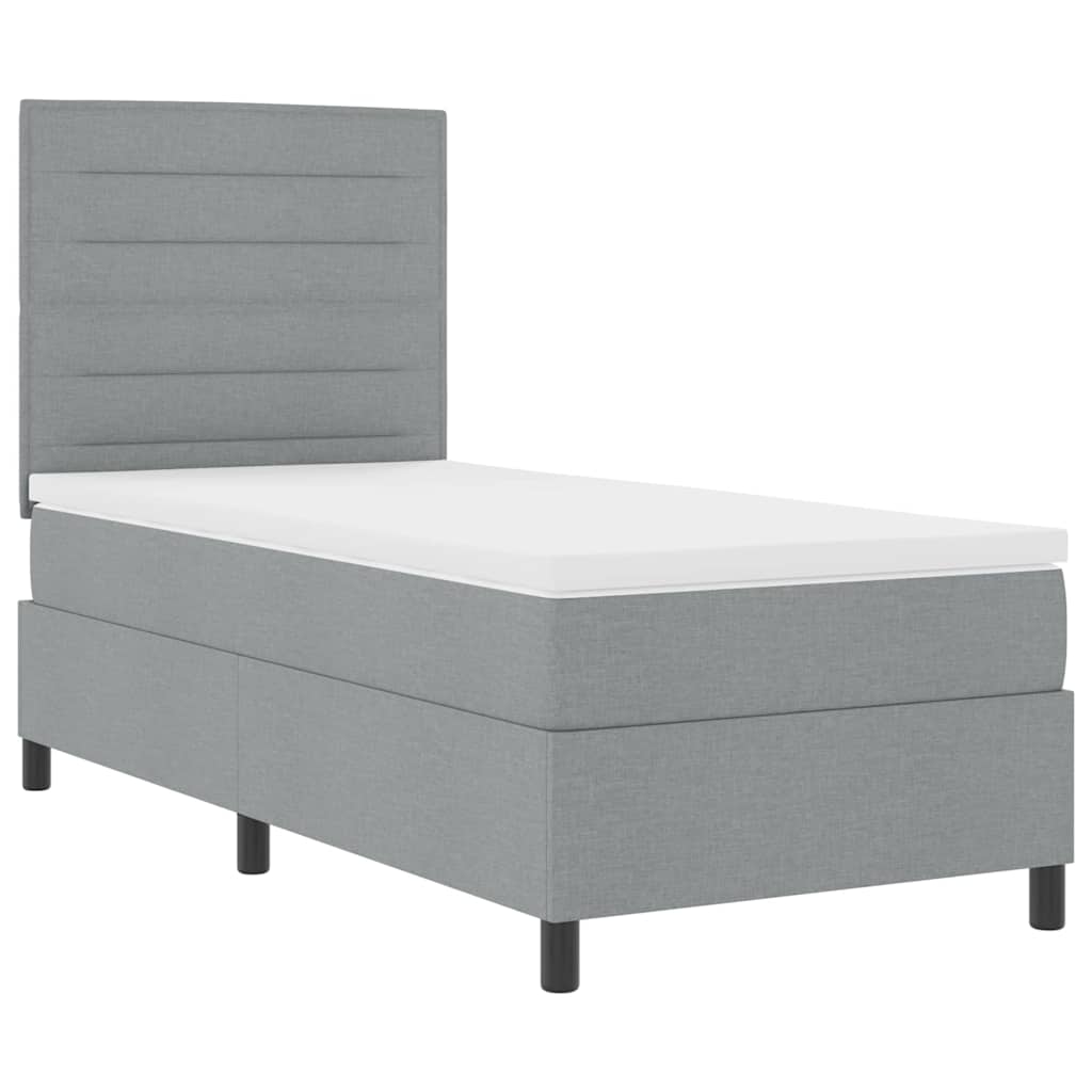 vidaXL Boxspring met matras stof lichtgrijs 200x200 cm