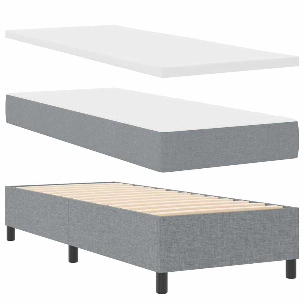 vidaXL Boxspring met matras stof lichtgrijs 200x200 cm