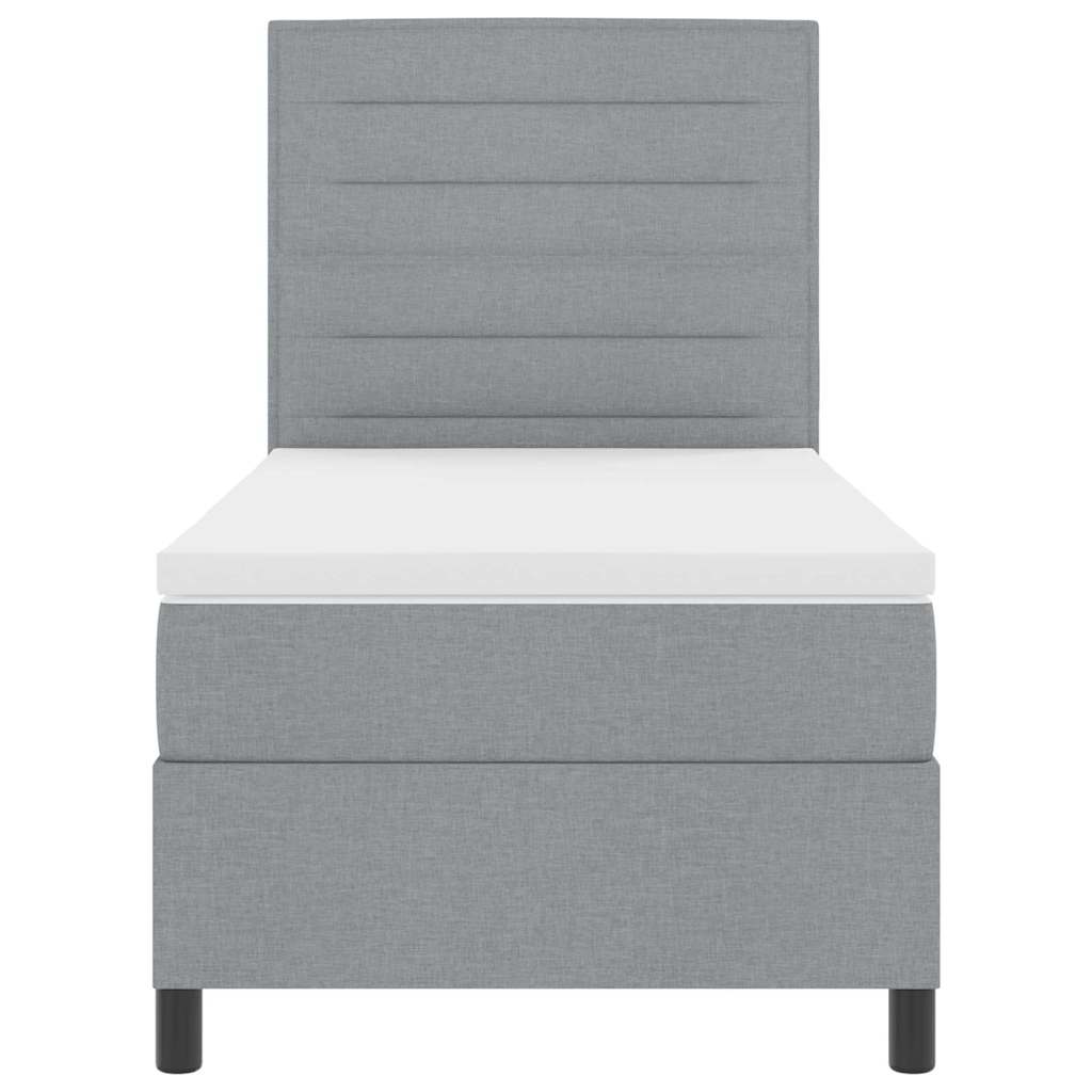 vidaXL Boxspring met matras stof lichtgrijs 200x200 cm