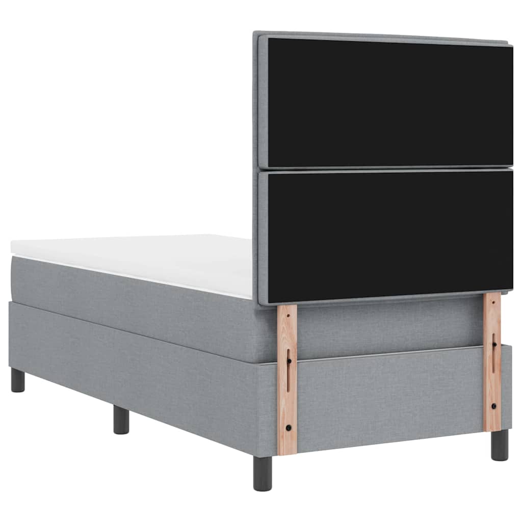 vidaXL Boxspring met matras stof lichtgrijs 200x200 cm