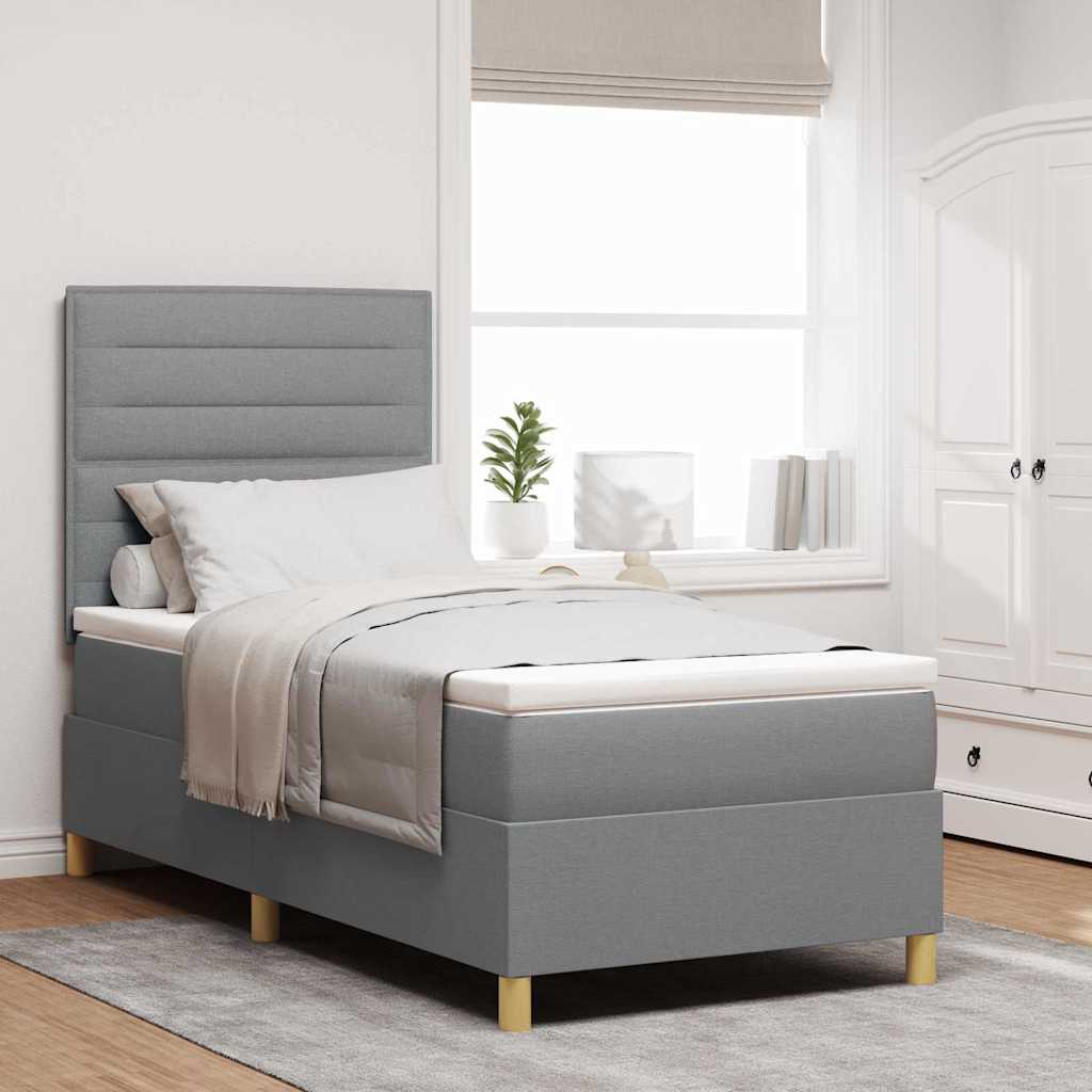 vidaXL Boxspring met matras stof donkerbruin 100x200 cm