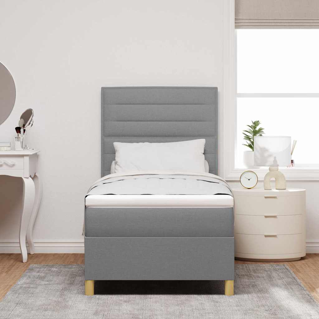 vidaXL Boxspring met matras stof donkerbruin 100x200 cm