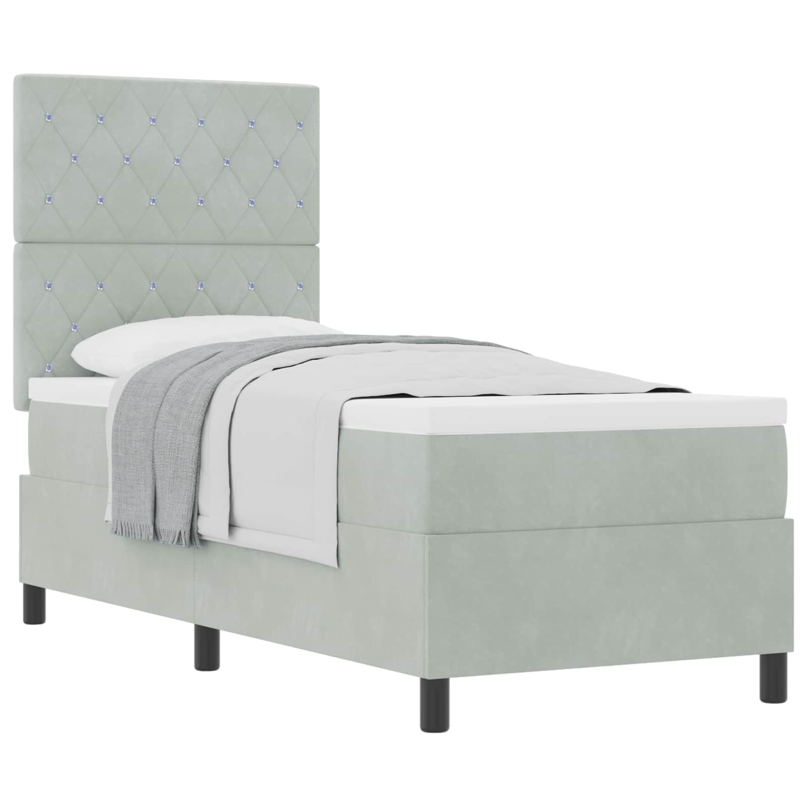 vidaXL Boxspring met matras fluweel lichtgrijs 120x200 cm