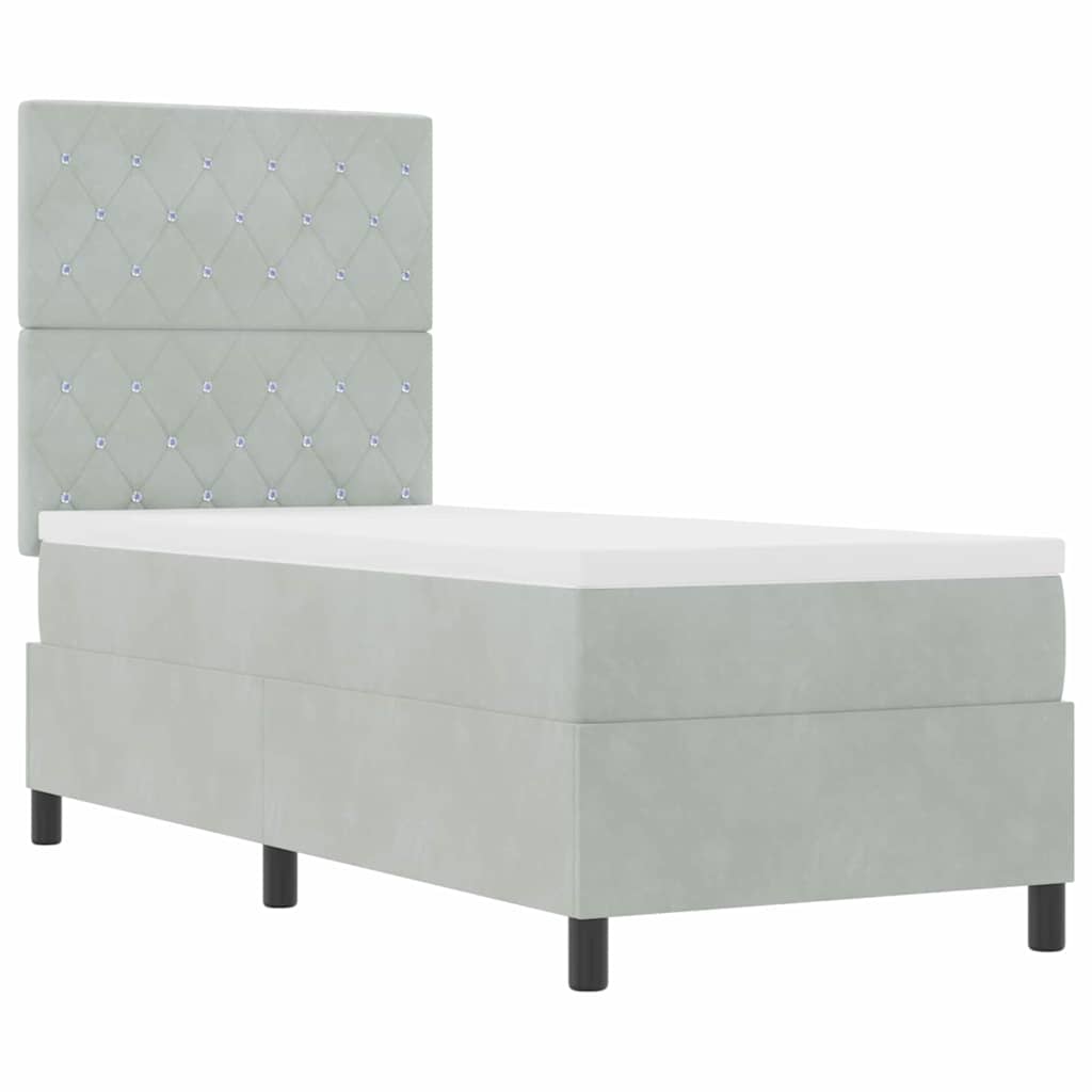 vidaXL Boxspring met matras fluweel lichtgrijs 120x200 cm