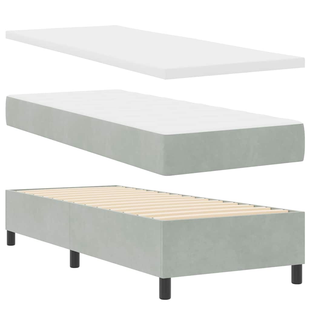 vidaXL Boxspring met matras fluweel lichtgrijs 120x200 cm