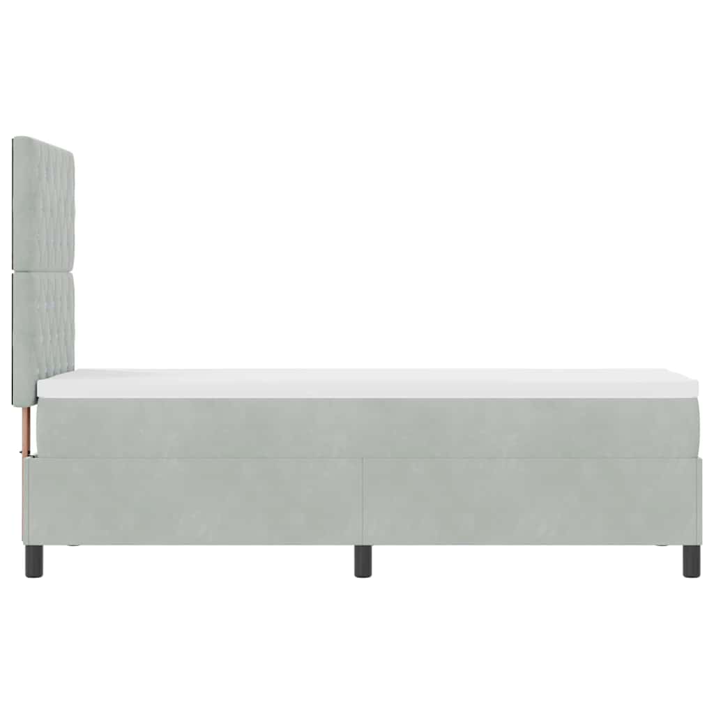 vidaXL Boxspring met matras fluweel lichtgrijs 120x200 cm