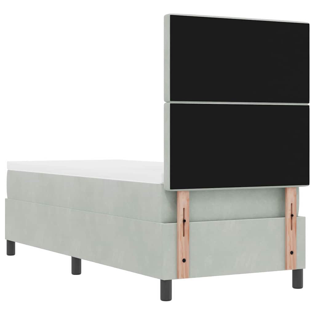 vidaXL Boxspring met matras fluweel lichtgrijs 120x200 cm