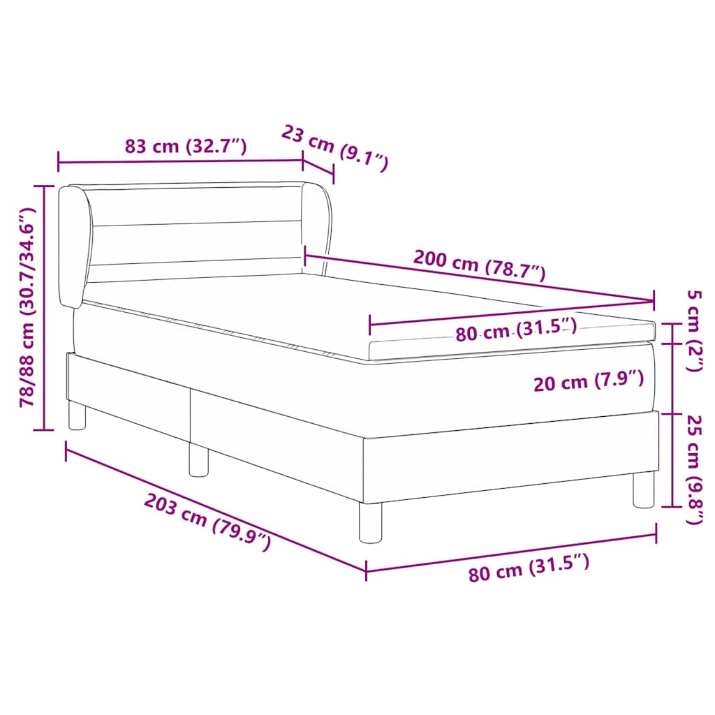 vidaXL Boxspring met matras stof donkerbruin 100x200 cm
