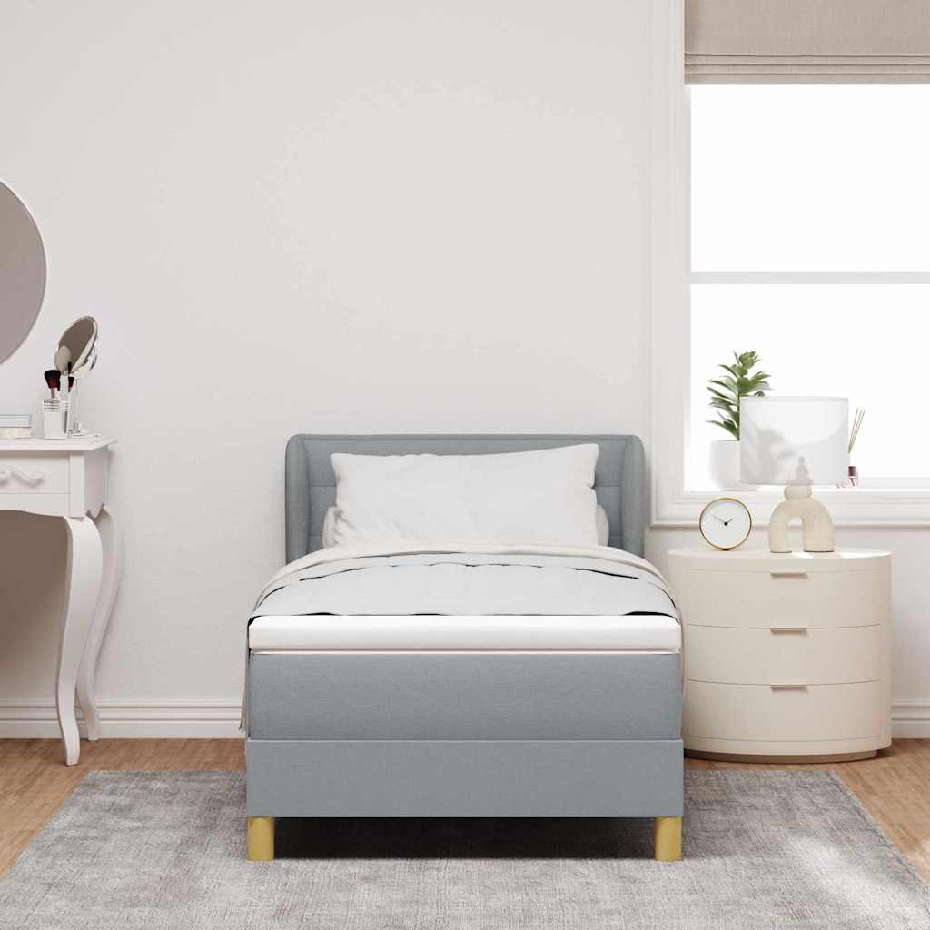vidaXL Boxspring met matras stof donkerbruin 90x200 cm