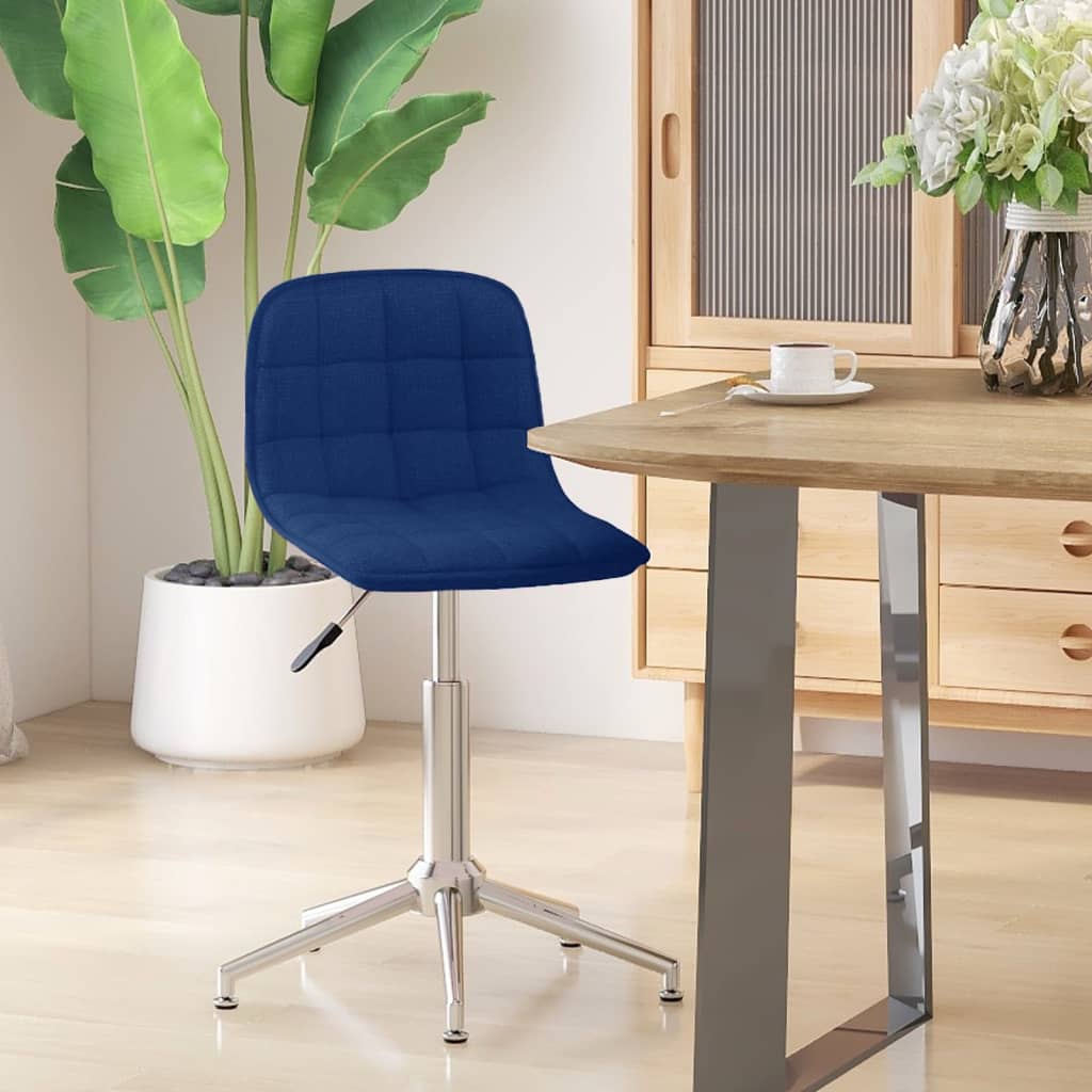 vidaXL Dining Chairs 2 pcs Swivel Fabric Blue