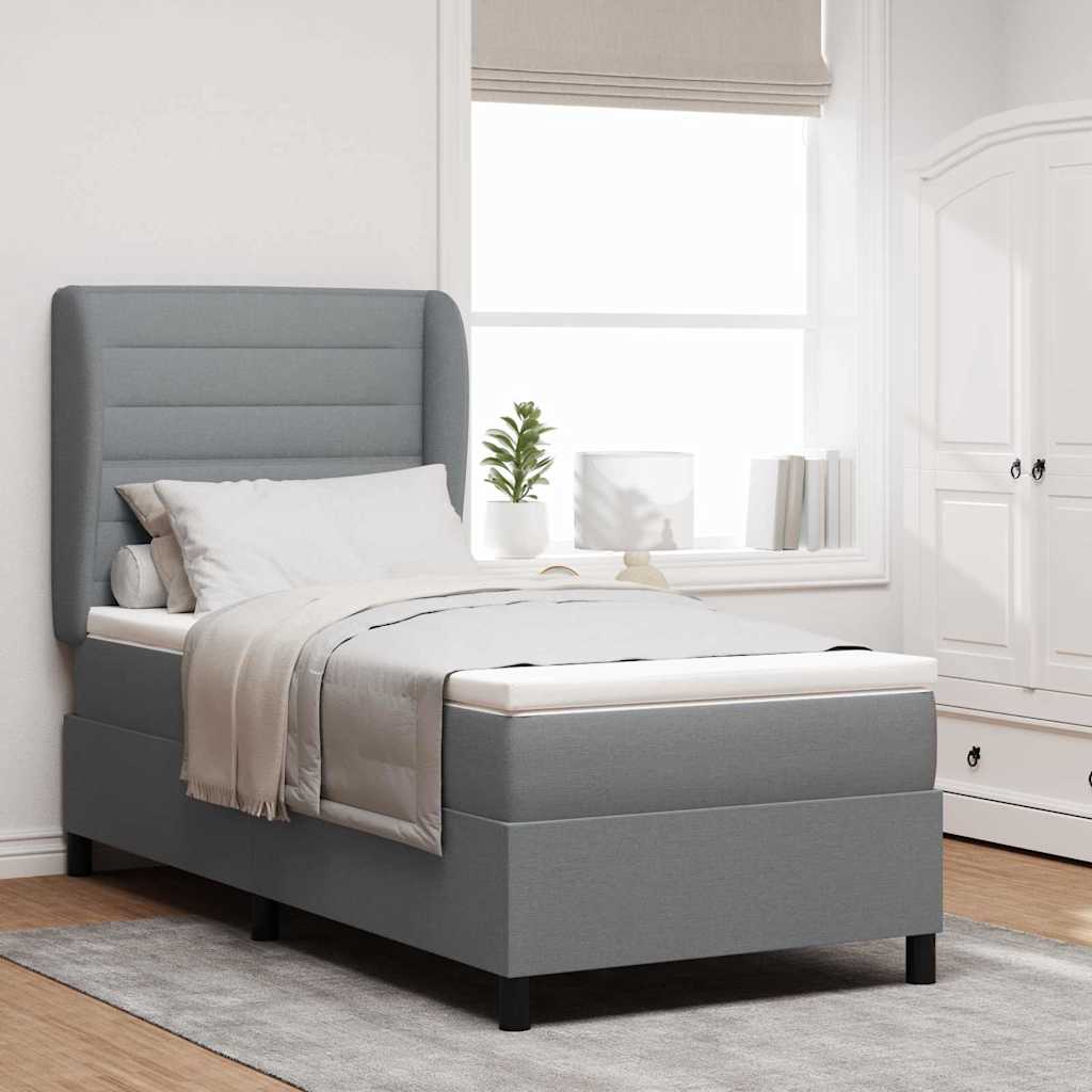 vidaXL Boxspring met matras stof donkergrijs 160x200 cm