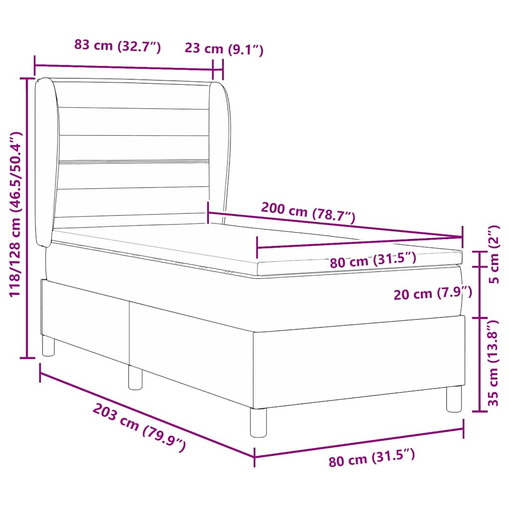 vidaXL Boxspring met matras stof donkergrijs 160x200 cm