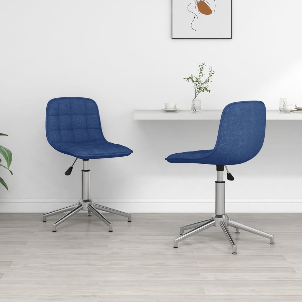 vidaXL Dining Chairs 2 pcs Swivel Fabric Blue