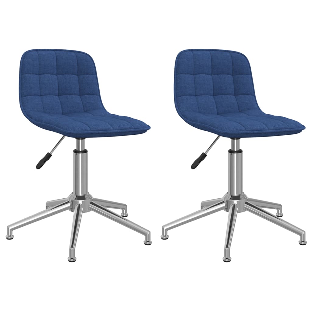 vidaXL Dining Chairs 2 pcs Swivel Fabric Blue