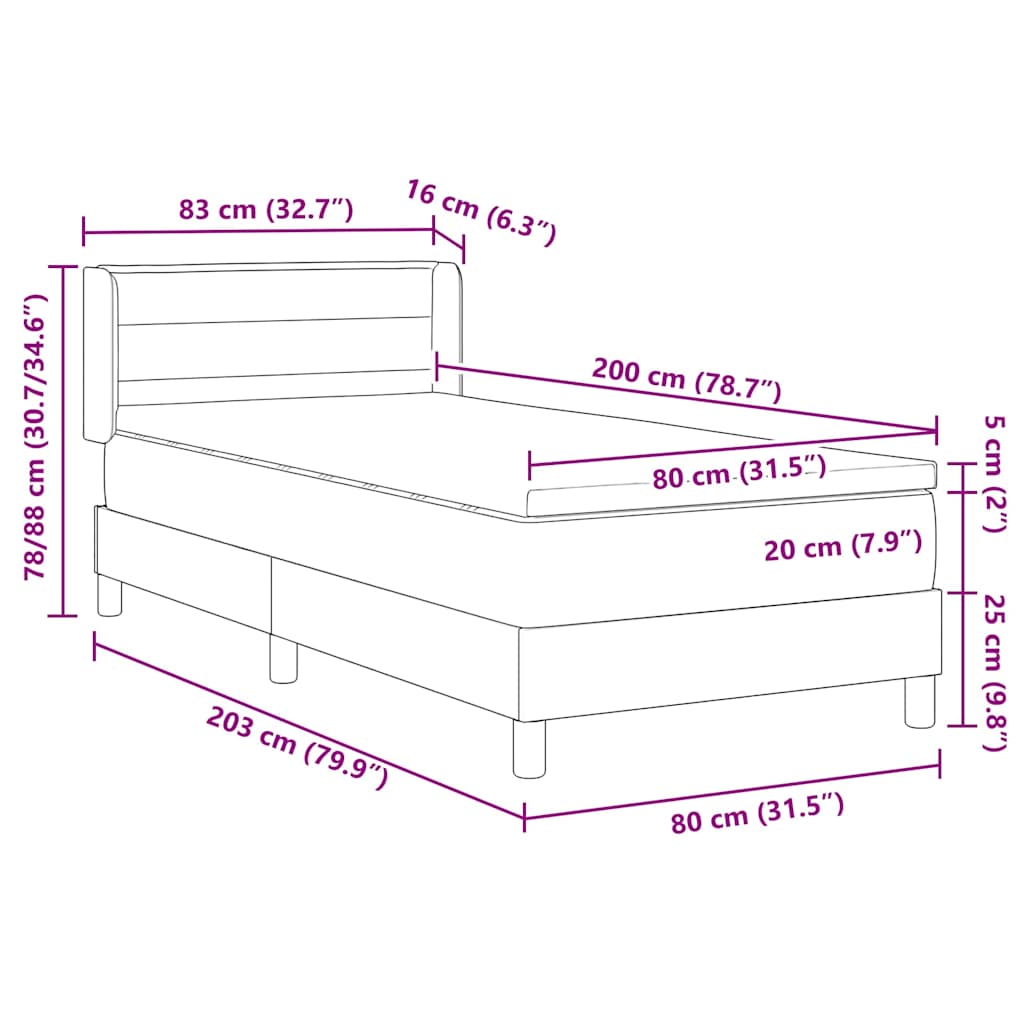 vidaXL Boxspring met matras stof donkerbruin 200x200 cm