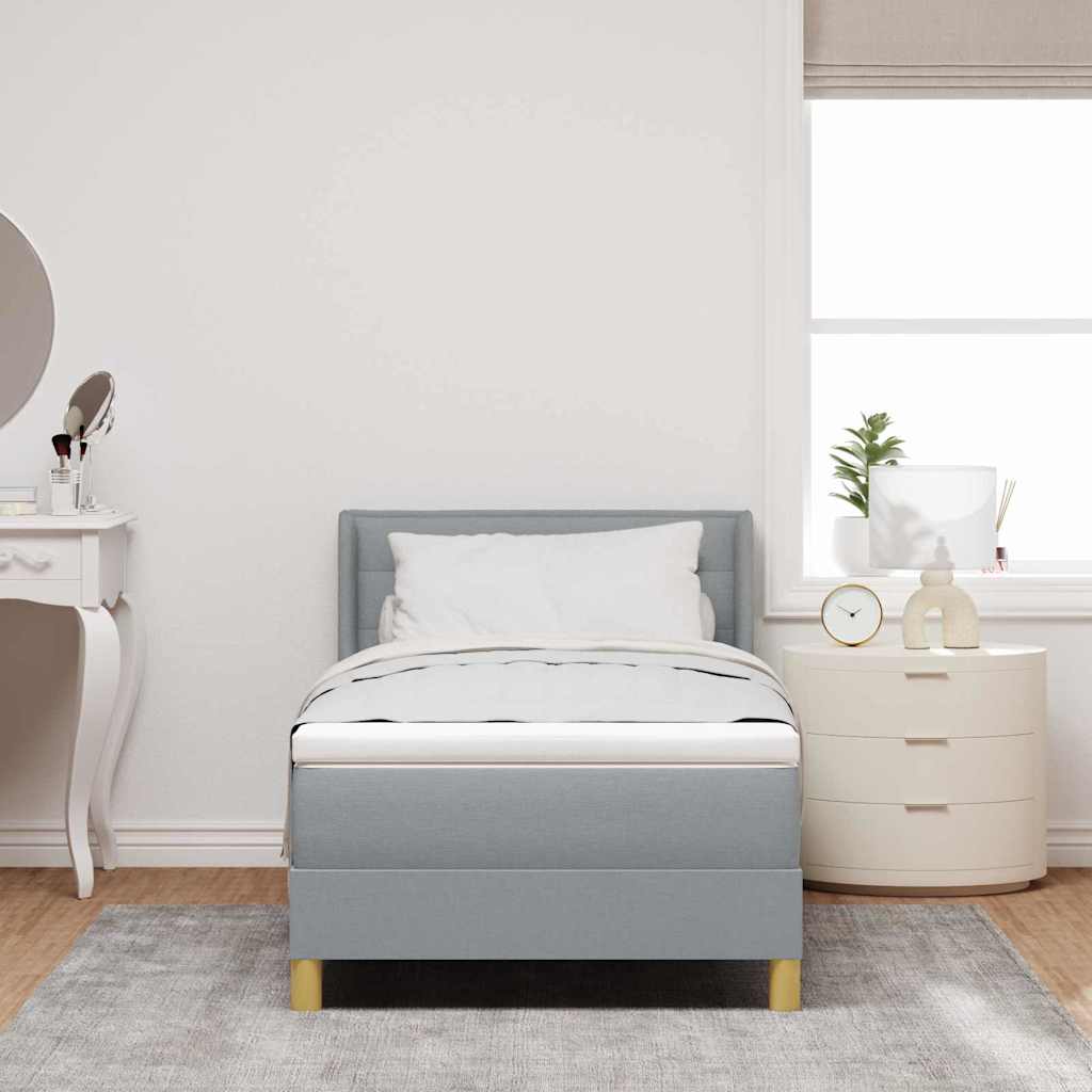vidaXL Boxspring met matras stof donkerbruin 90x200 cm