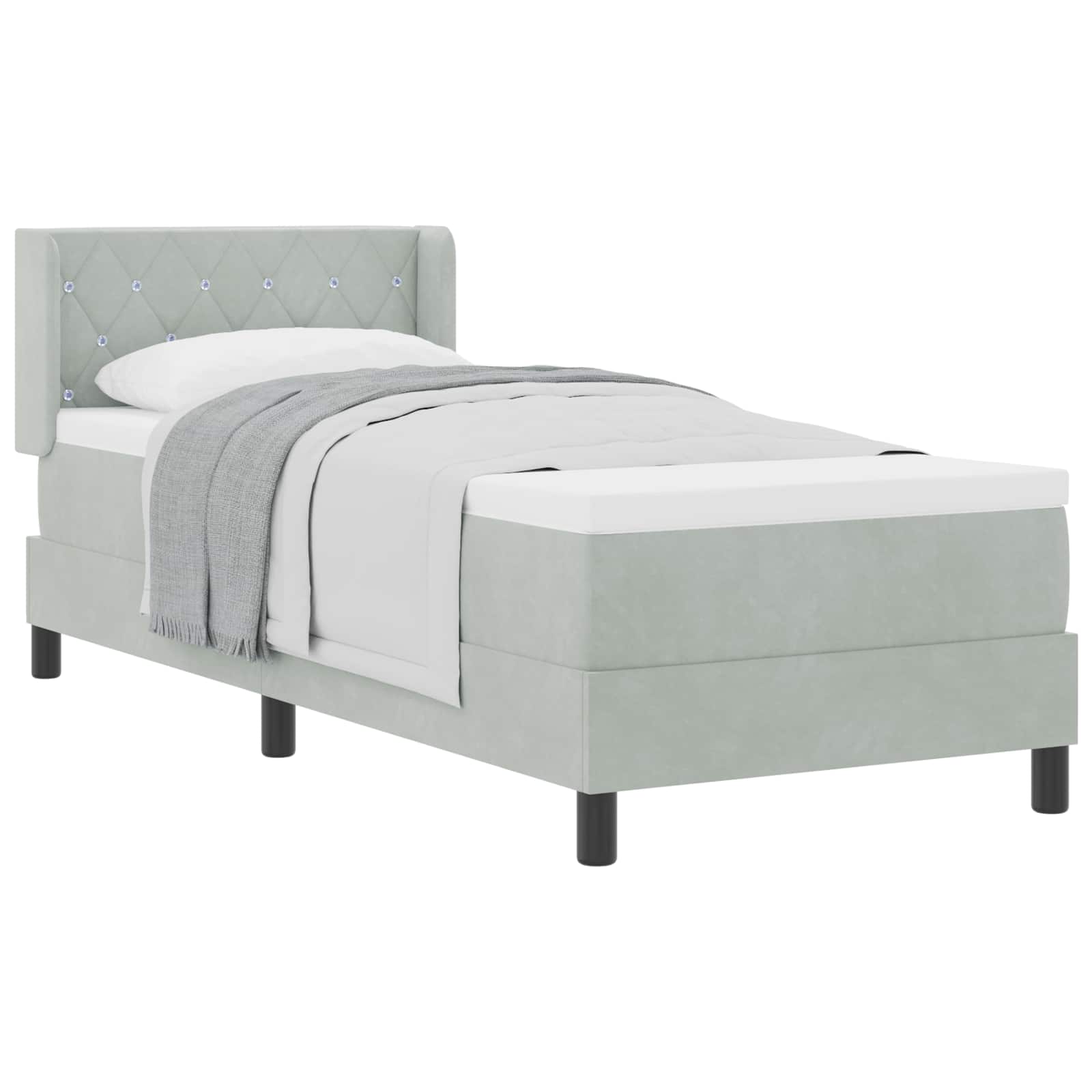 vidaXL Boxspring met matras fluweel donkergrijs 90x200 cm