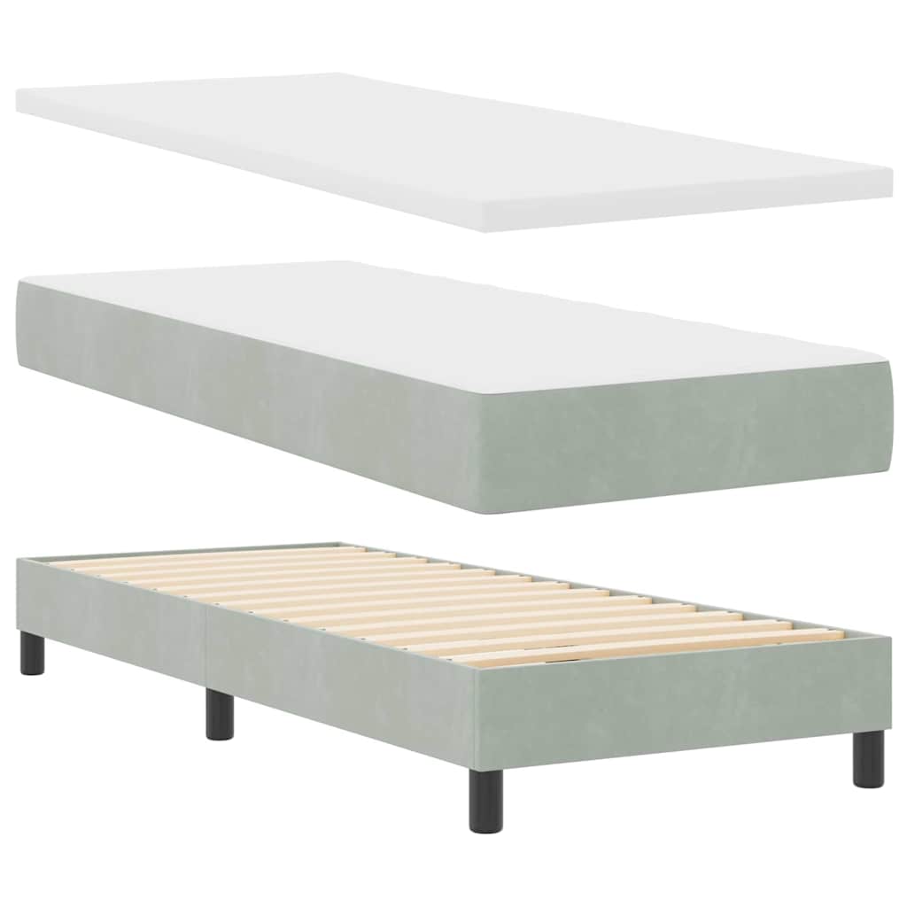 vidaXL Boxspring met matras fluweel donkergrijs 90x200 cm