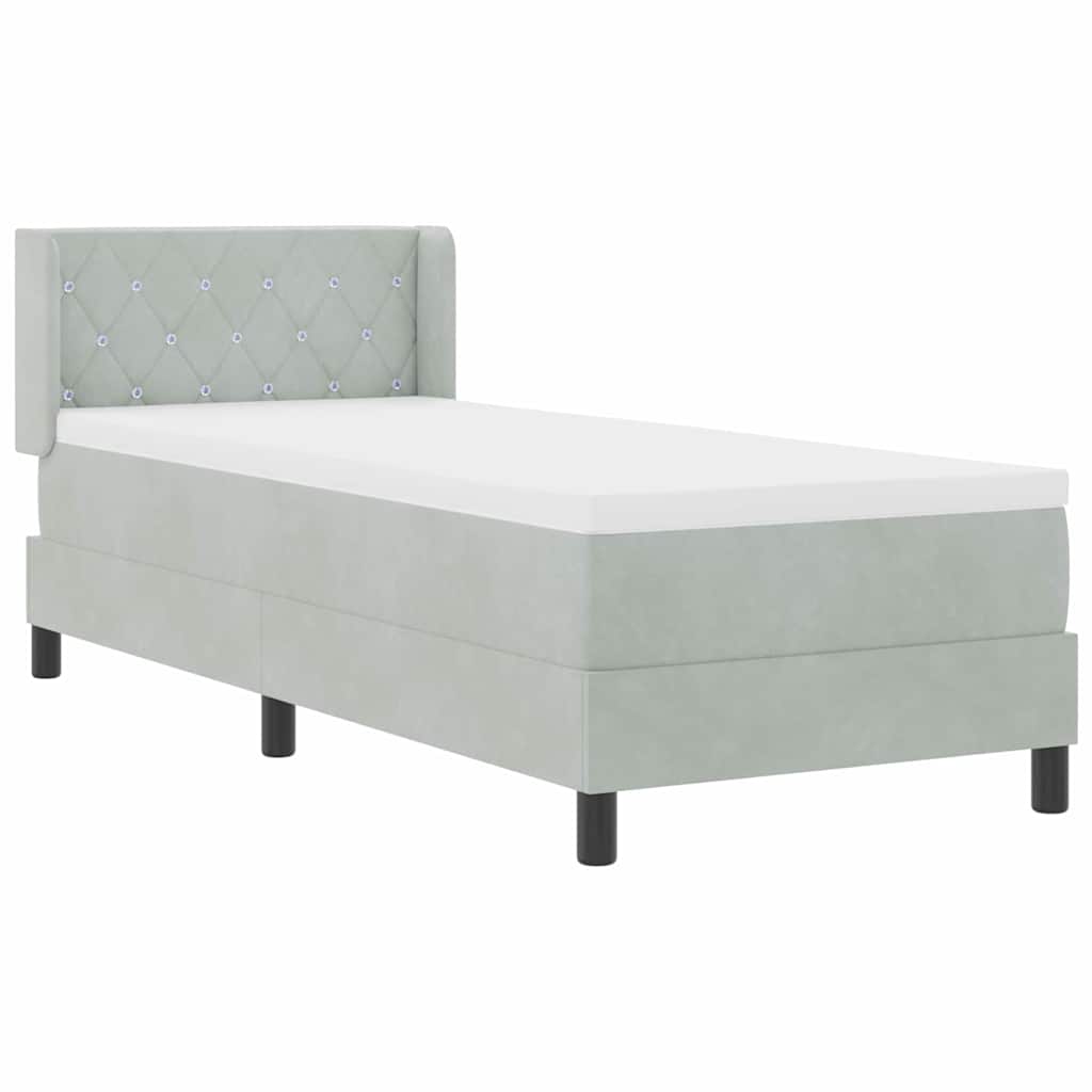vidaXL Boxspring met matras fluweel donkergrijs 90x200 cm