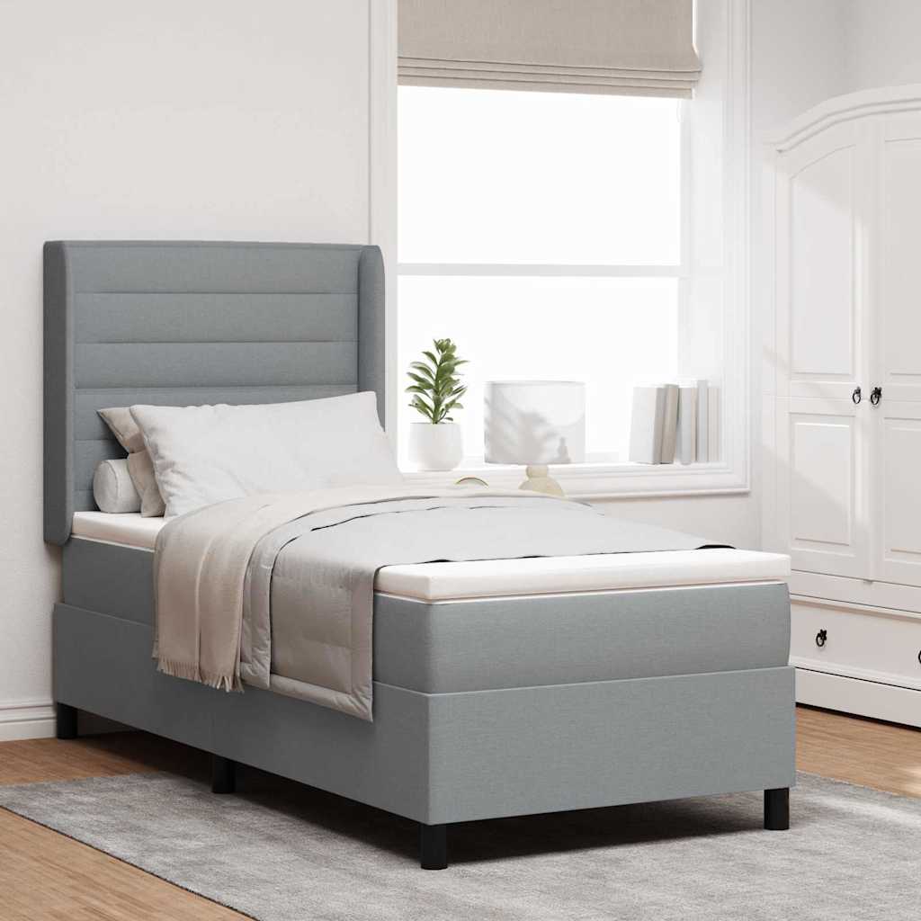 vidaXL Boxspring met matras stof lichtgrijs 200x200 cm