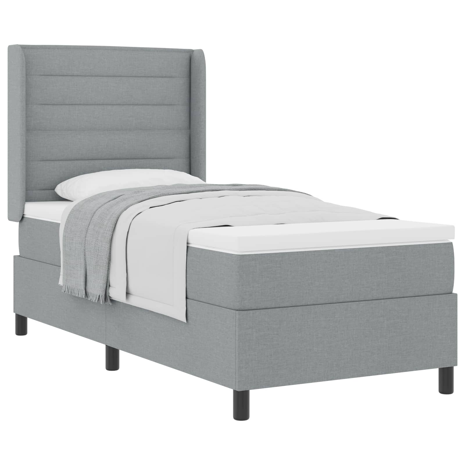 vidaXL Boxspring met matras stof lichtgrijs 200x200 cm