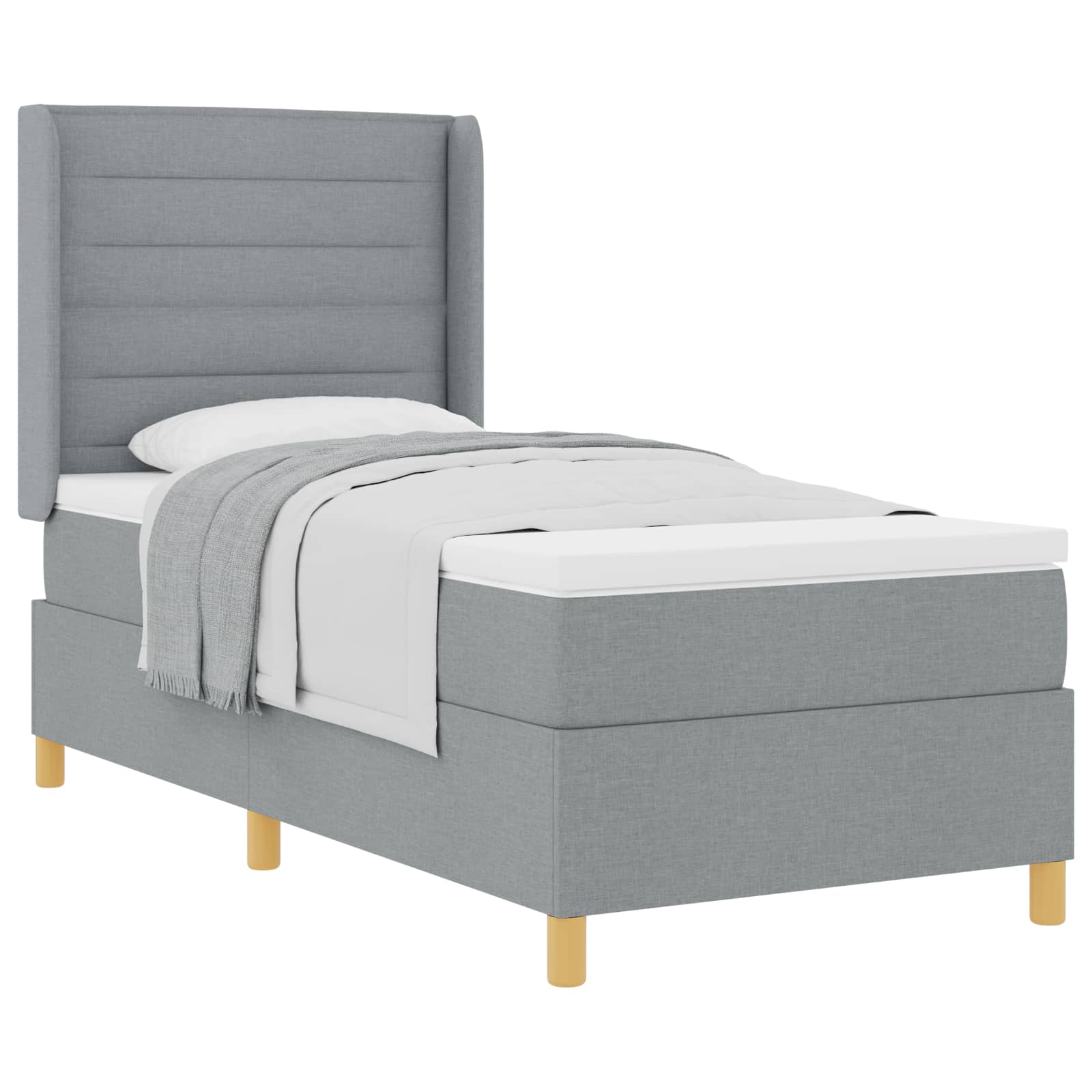 vidaXL Boxspring met matras stof crèmekleurig 140x200 cm