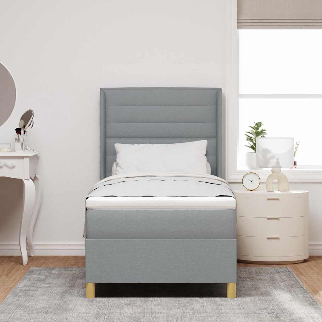 vidaXL Boxspring met matras stof crèmekleurig 140x200 cm