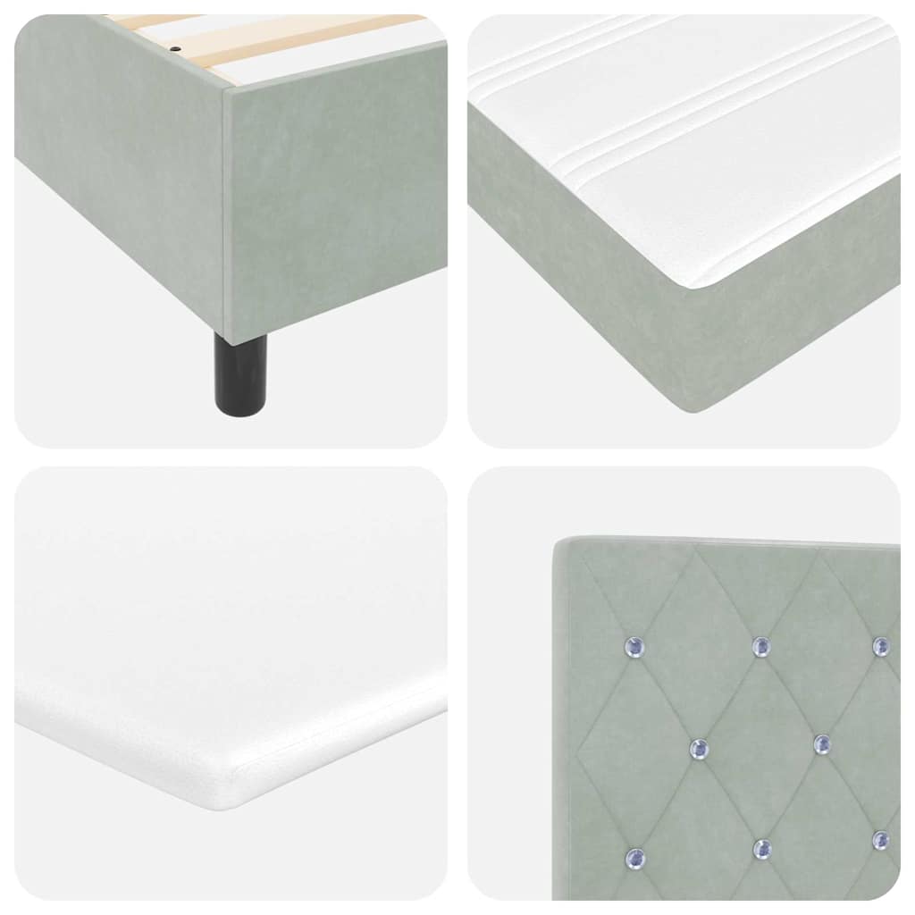 vidaXL Boxspring met matras fluweel lichtgrijs 140x200 cm