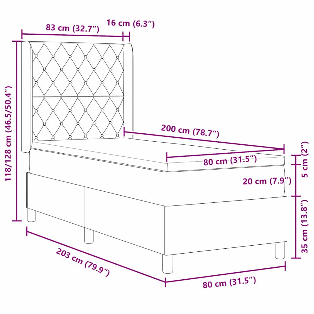 vidaXL Boxspring met matras fluweel lichtgrijs 140x200 cm
