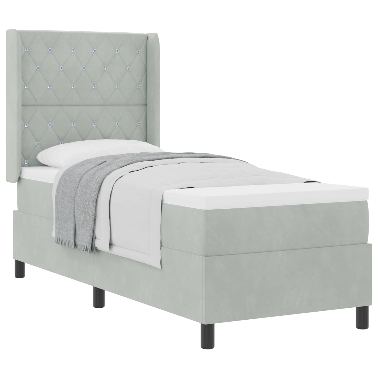 vidaXL Boxspring met matras fluweel lichtgrijs 140x200 cm