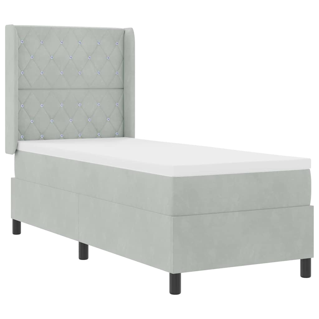 vidaXL Boxspring met matras fluweel lichtgrijs 140x200 cm
