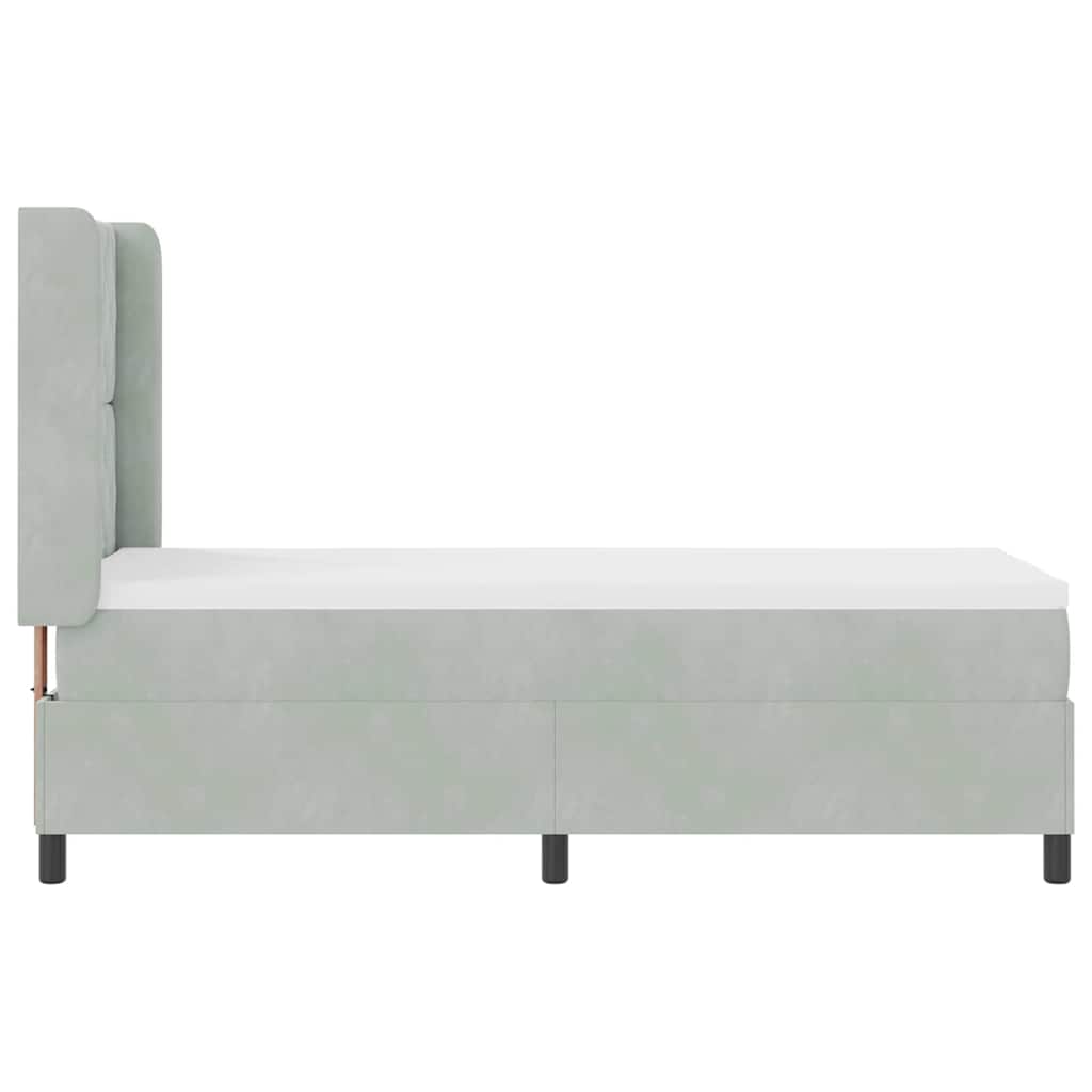 vidaXL Boxspring met matras fluweel lichtgrijs 140x200 cm