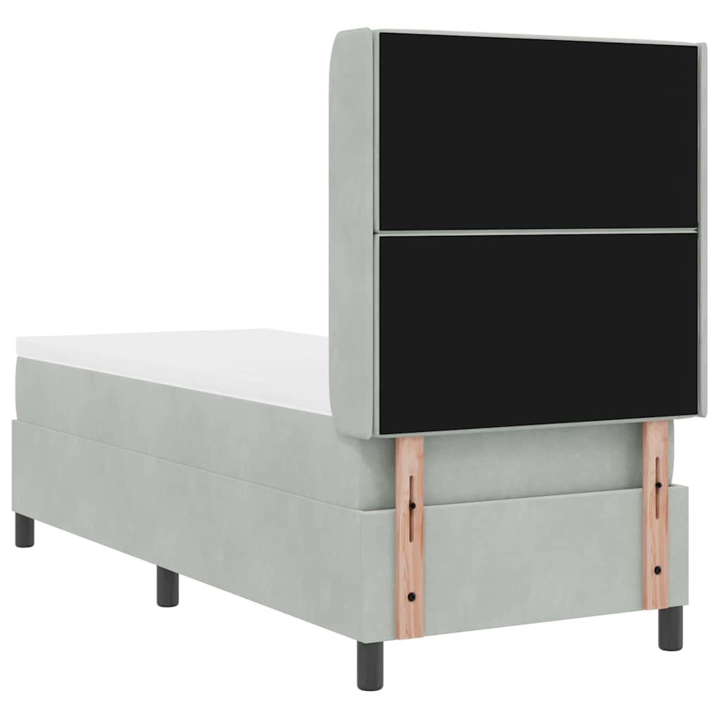 vidaXL Boxspring met matras fluweel lichtgrijs 140x200 cm