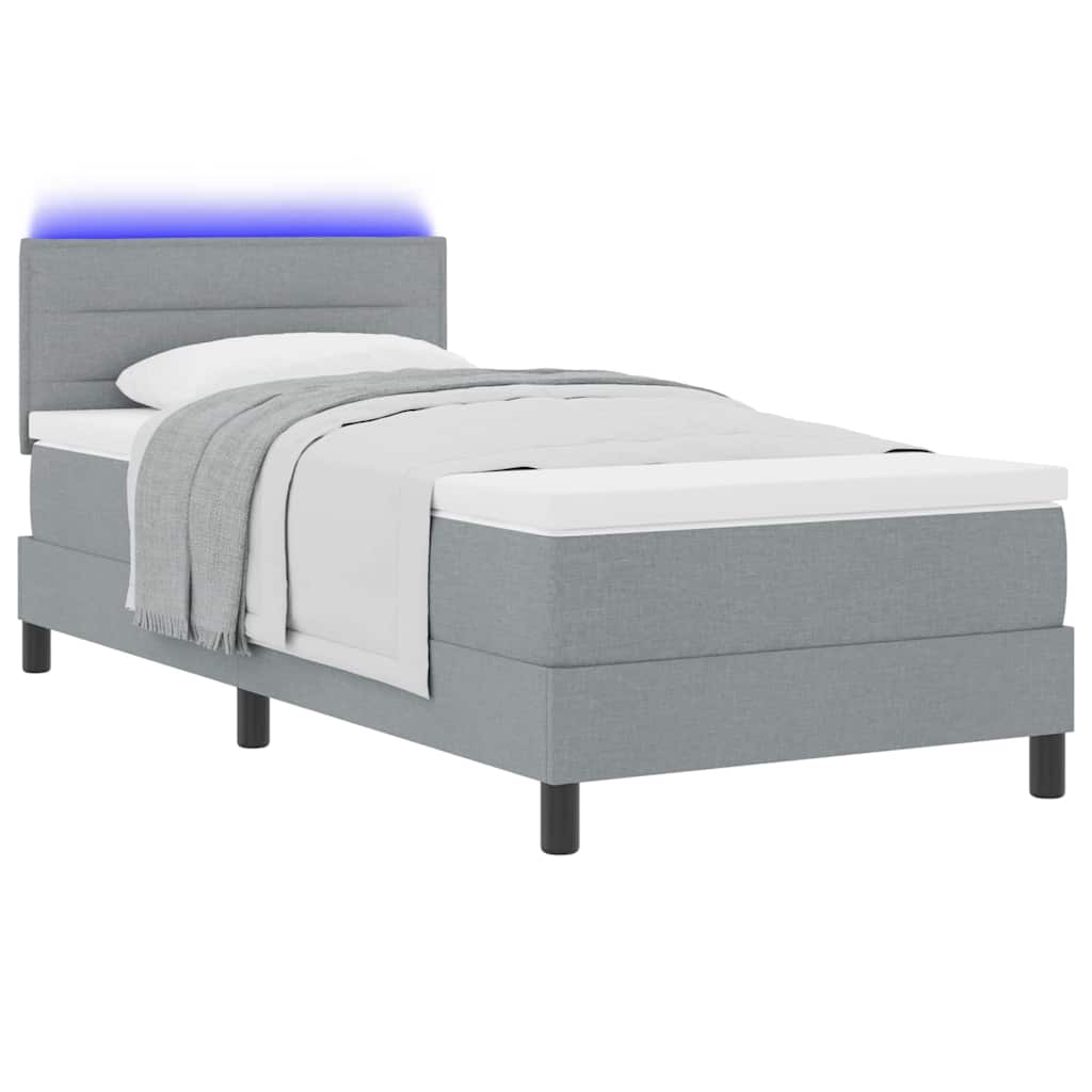 vidaXL Boxspring met matras en LED stof donkerbruin 100x200 cm