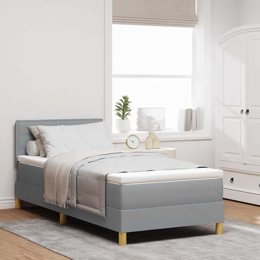 vidaXL Boxspring met matras en LED stof lichtgrijs 90x200 cm