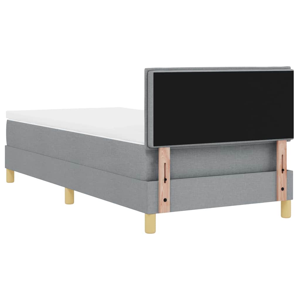 vidaXL Boxspring met matras en LED stof lichtgrijs 90x200 cm